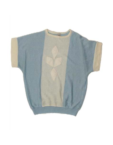 Vintage Crew Neck Jumper Sweater UK 14 Large In Blue Colourblock - view 1