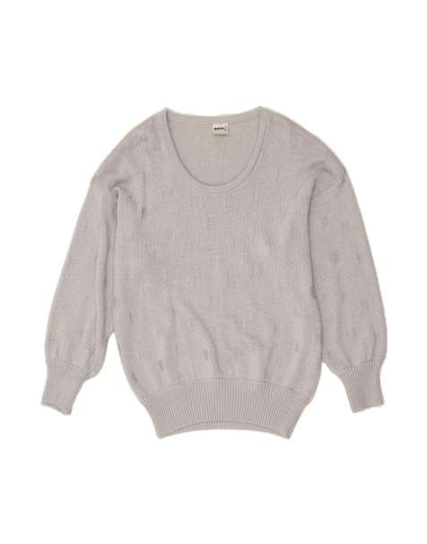 Vintage Crew Neck Jumper Sweater UK 14 Large In Grey Geometric - view 1