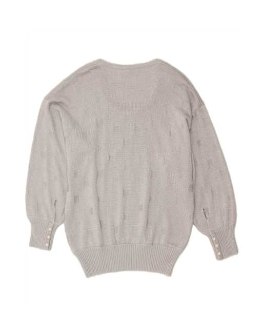 Vintage Crew Neck Jumper Sweater UK 14 Large In Grey Geometric, 2 of 4