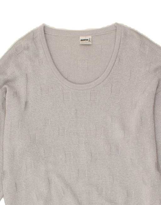 Vintage Crew Neck Jumper Sweater UK 14 Large In Grey Geometric, 3 of 4