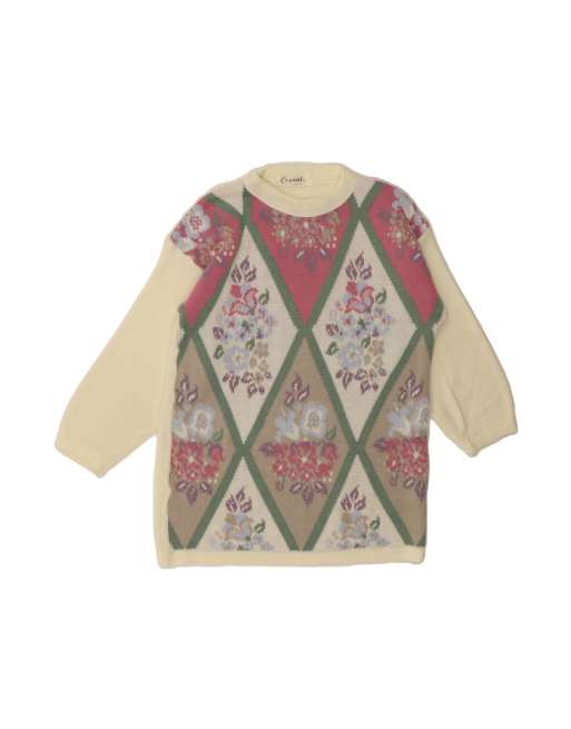 Vintage Crew Neck Jumper Sweater UK 14 Large In Off In White