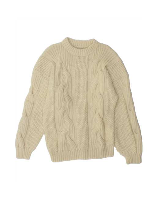 Vintage Crew Neck Jumper Sweater UK 14 Large In Off In White