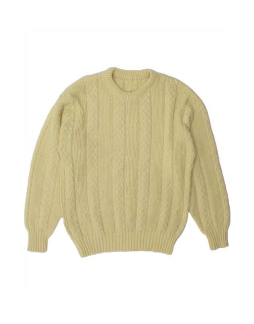 Vintage Crew Neck Jumper Sweater UK 14 Large In Yellow