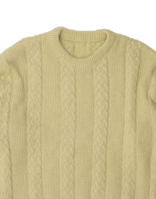 Vintage Crew Neck Jumper Sweater UK 14 Large In Yellow, 3 of 4