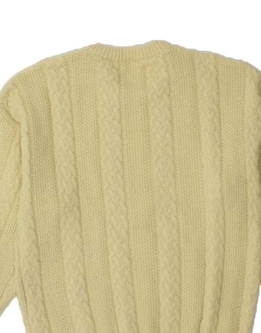 Vintage Crew Neck Jumper Sweater UK 14 Large In Yellow, 4 of 4