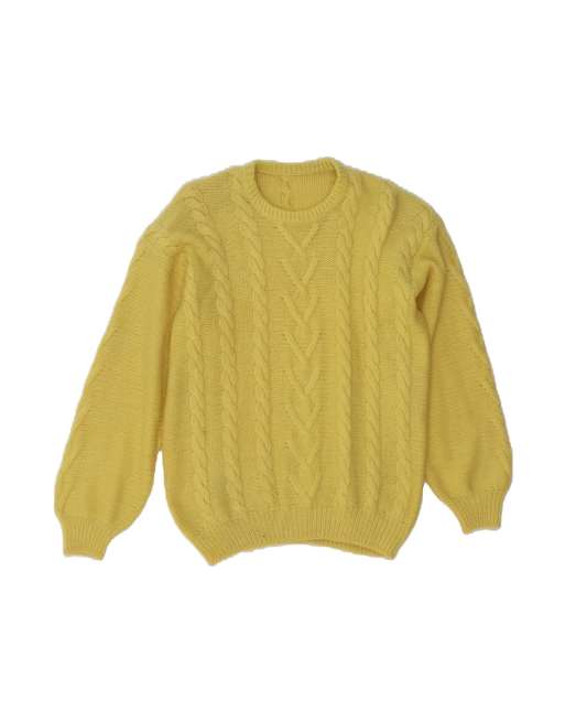 Vintage Crew Neck Jumper Sweater UK 14 Large In Yellow