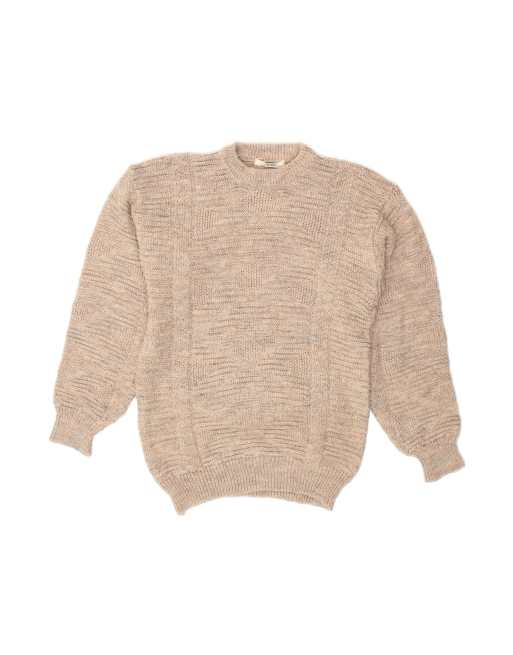 Vintage Crew Neck Jumper Sweater UK 14 Medium In Beige