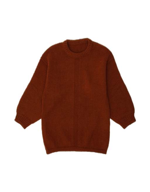 Vintage Crew Neck Jumper Sweater UK 14 Medium In Brown