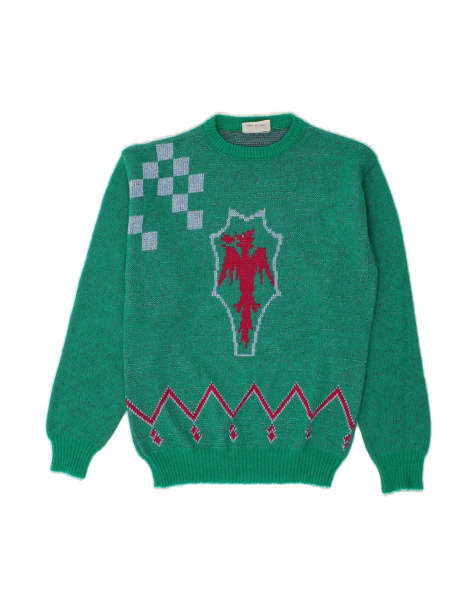 Vintage Crew Neck Jumper Sweater UK 14 Medium In Green - view 1