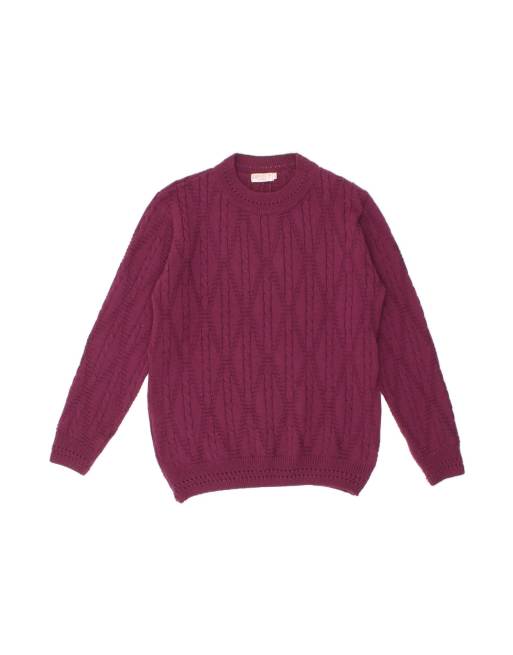 Vintage Crew Neck Jumper Sweater UK 14 Medium In Maroon