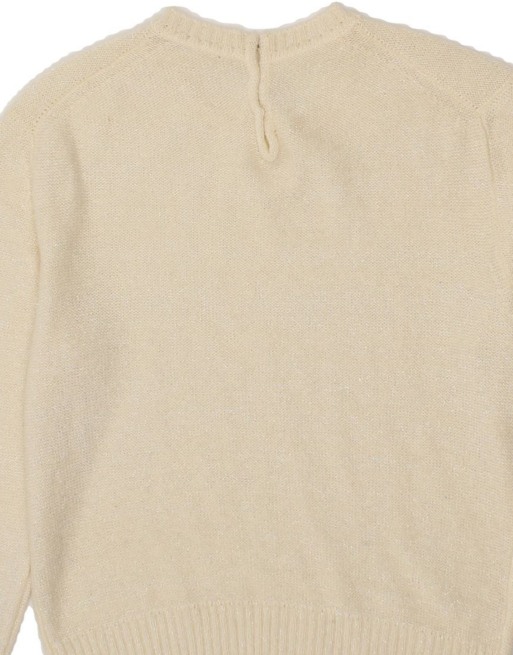 Vintage Crew Neck Jumper Sweater UK 14 Medium In Off In White, 4 of 4
