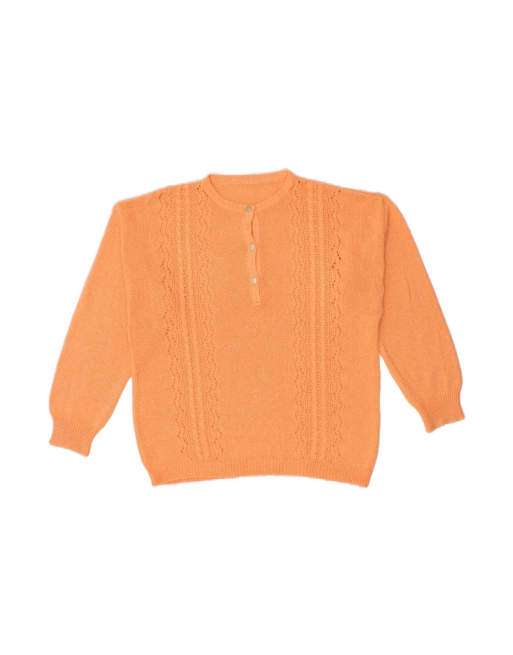 Vintage Crew Neck Jumper Sweater UK 14 Medium In Orange