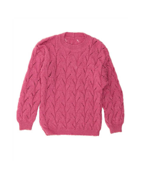 Vintage Crew Neck Jumper Sweater UK 14 Medium In Pink - view 1
