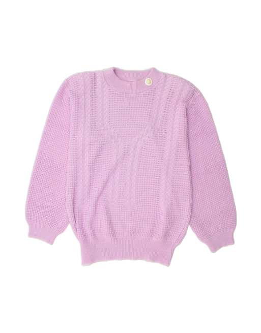 Vintage Crew Neck Jumper Sweater UK 14 Medium In Purple