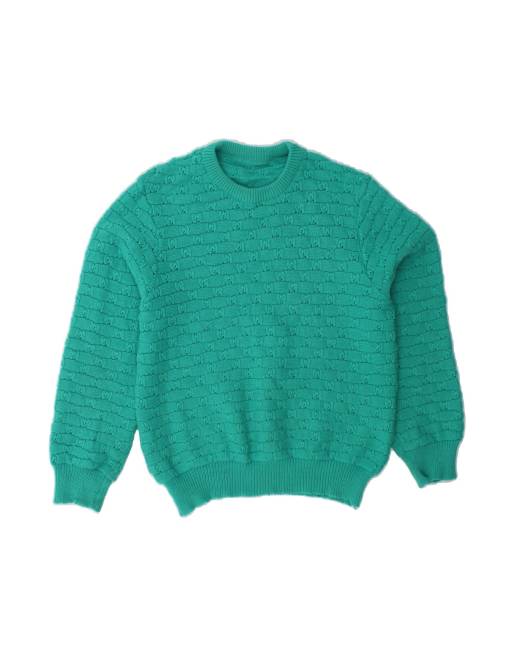 Vintage Crew Neck Jumper Sweater UK 14 Medium In Turquoise