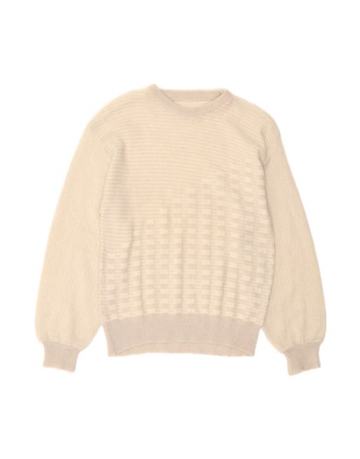 Vintage Crew Neck Jumper Sweater UK 14 Medium In White Striped