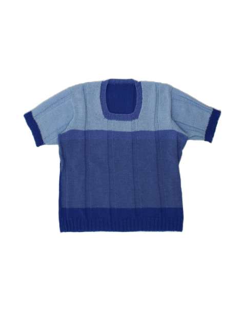 Vintage Crew Neck Jumper Sweater UK 16 Large In Blue Colourblock - view 1