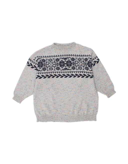 Vintage Crew Neck Jumper Sweater UK 16 Large In Blue Fair Isle