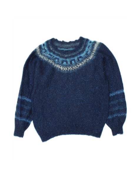 Vintage Crew Neck Jumper Sweater UK 16 Large In Blue Flecked - view 1