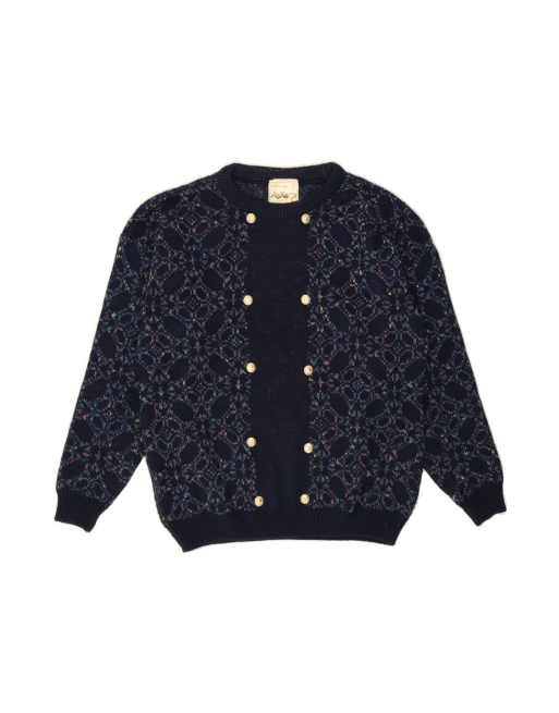 Vintage Crew Neck Jumper Sweater UK 16 Large In Blue Floral