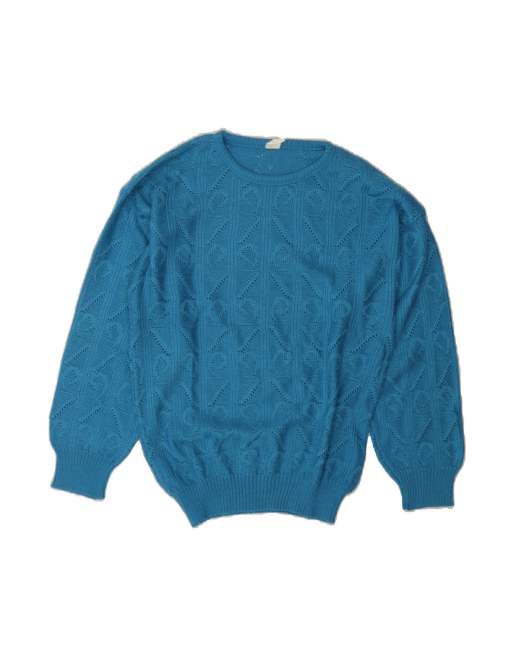 Vintage Crew Neck Jumper Sweater UK 16 Large In Blue