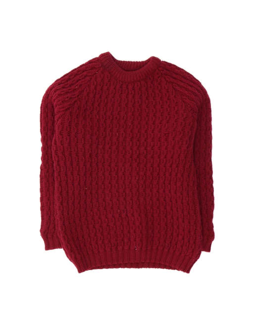Vintage Crew Neck Jumper Sweater UK 16 Large In Burgundy