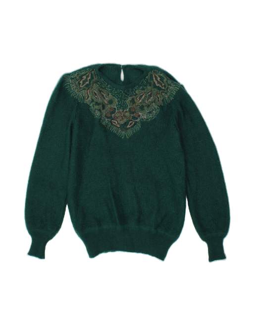 Vintage Crew Neck Jumper Sweater UK 16 Large In Green