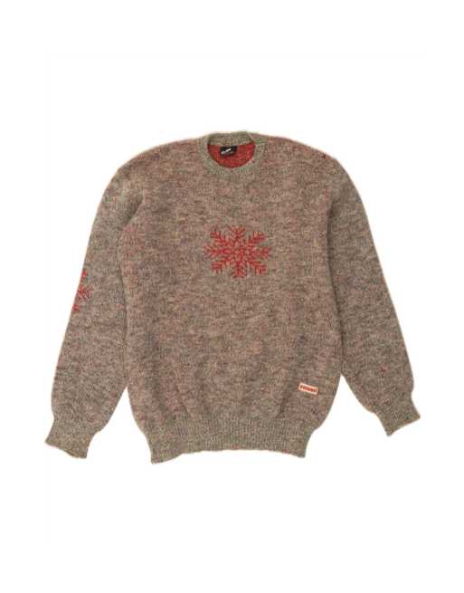 Vintage Crew Neck Jumper Sweater UK 16 Large In Grey Flecked