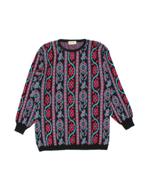 Vintage Crew Neck Jumper Sweater UK 16 Large In Multicoloured Floral - view 1