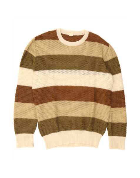Vintage Crew Neck Jumper Sweater UK 16 Large In Multicoloured Striped - view 1