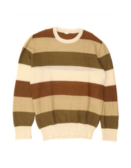 Vintage Crew Neck Jumper Sweater UK 16 Large In Multicoloured Striped