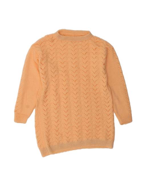 Vintage Crew Neck Jumper Sweater UK 16 Large In Orange