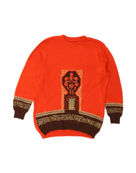 Vintage Crew Neck Jumper Sweater UK 16 Large In Orange - view 1