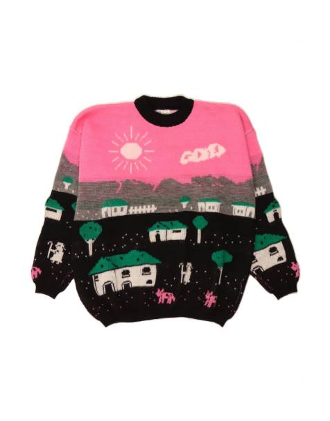 Vintage Crew Neck Jumper Sweater UK 16 Large In Pink Nautical - view 1