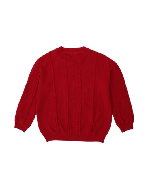 Vintage Crew Neck Jumper Sweater UK 16 Large In Red