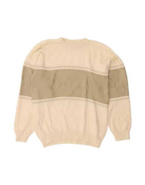 Vintage Crew Neck Jumper Sweater UK 18 XL In Beige Colourblock - view 1