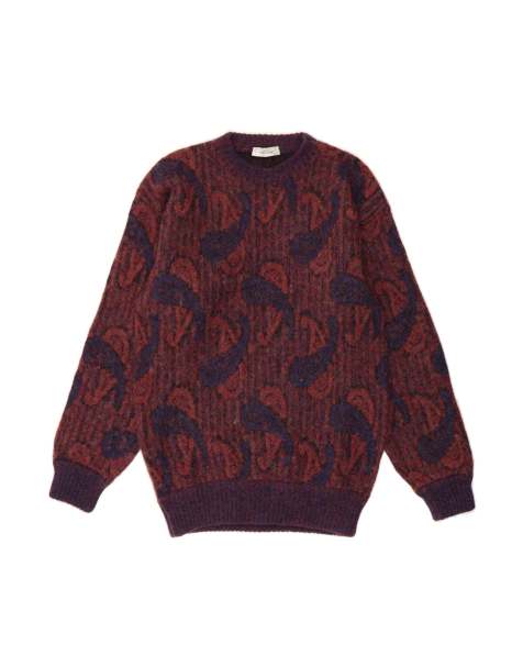 Vintage Crew Neck Jumper Sweater UK 18 XL In Burgundy Paisley - view 1