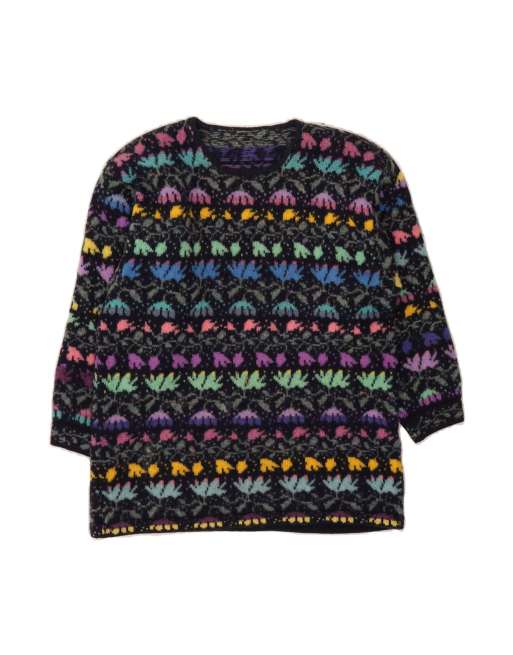 Vintage Crew Neck Jumper Sweater UK 18 XL In Multicoloured Floral