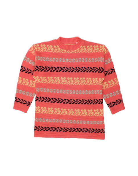 Vintage Crew Neck Jumper Sweater UK 18 XL In Pink Striped - view 1