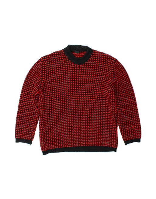 Vintage Crew Neck Jumper Sweater UK 18 XL In Red Wool