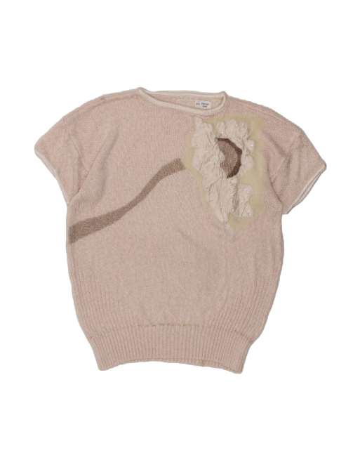 Vintage Crew Neck Jumper Sweater UK 20 2XL In Pink Colourblock