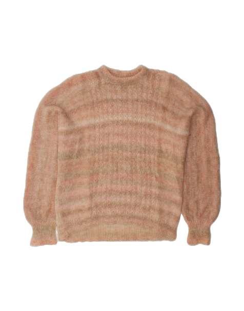 Vintage Crew Neck Jumper Sweater UK 20 2XL In Pink Striped - view 1