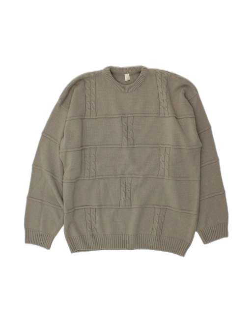 Vintage Crew Neck Jumper Sweater UK 44/46 XL In Grey