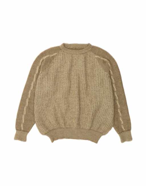 Vintage Crew Neck Jumper Sweater XL In Beige