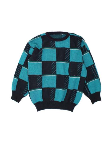 Vintage Crew Neck Jumper Sweater XL In Blue Colourblock - view 1