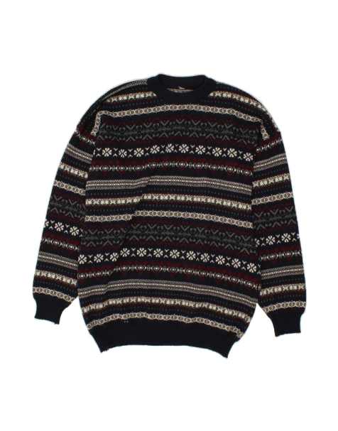 Vintage Crew Neck Jumper Sweater XL In Blue Fair Isle - view 1
