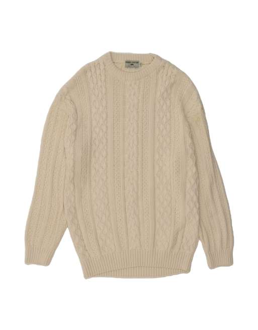 Vintage Crew Neck Jumper Sweater XL In Off In White