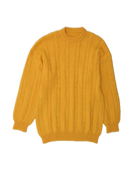 Vintage Crew Neck Jumper Sweater XL In Yellow