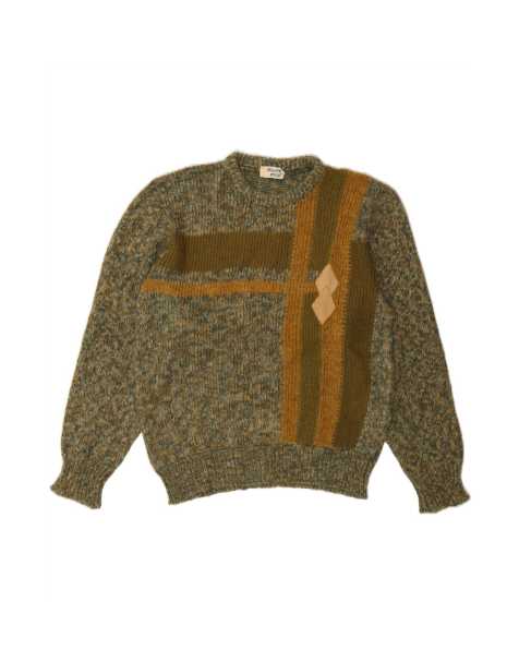 Vintage Crew Neck Jumper UK 14 Large In Khaki Flecked - view 1