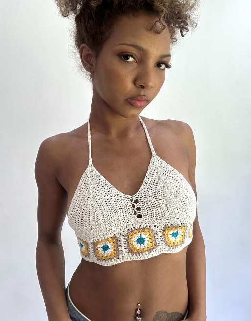 Vintage crochet bralette top in cream